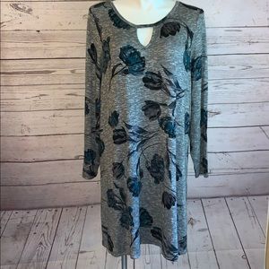 Maurice's Gray Floral Knit Tunic Dress size 2 (not junior) NWT